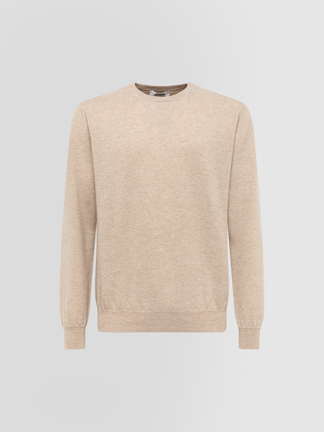ALPHA STUDIO: URBAN BASIC CREW NECK SWEATER IN CASHMERE