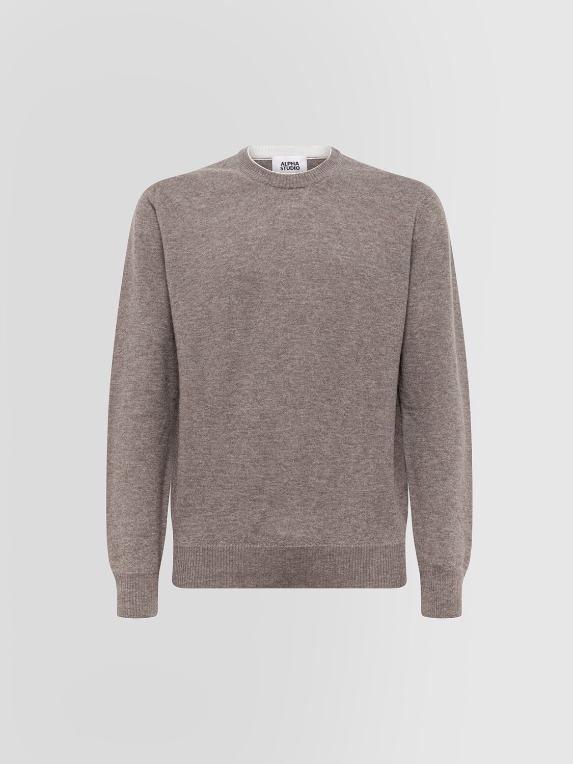 ALPHA STUDIO: URBAN BASIC CREW NECK SWEATER IN GEELONG WOOL