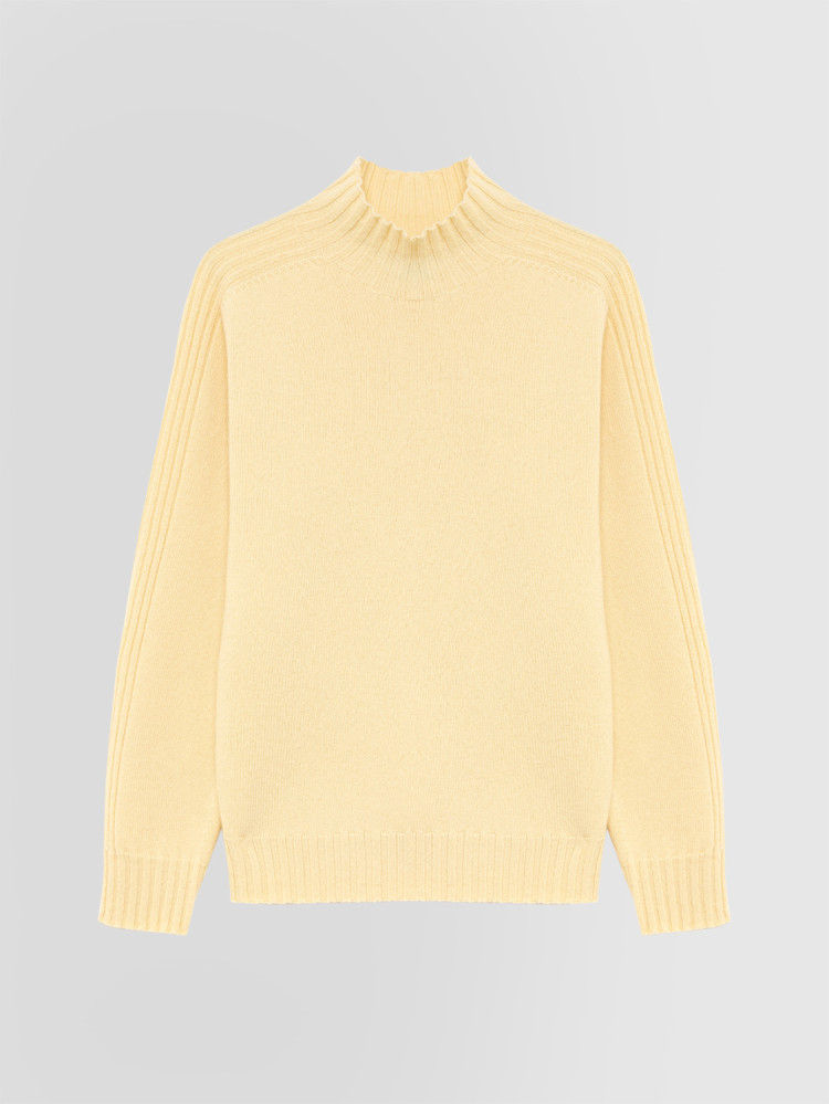 FULLY-FASHIONED GRANDAD NECK SWEATER IN WOOL