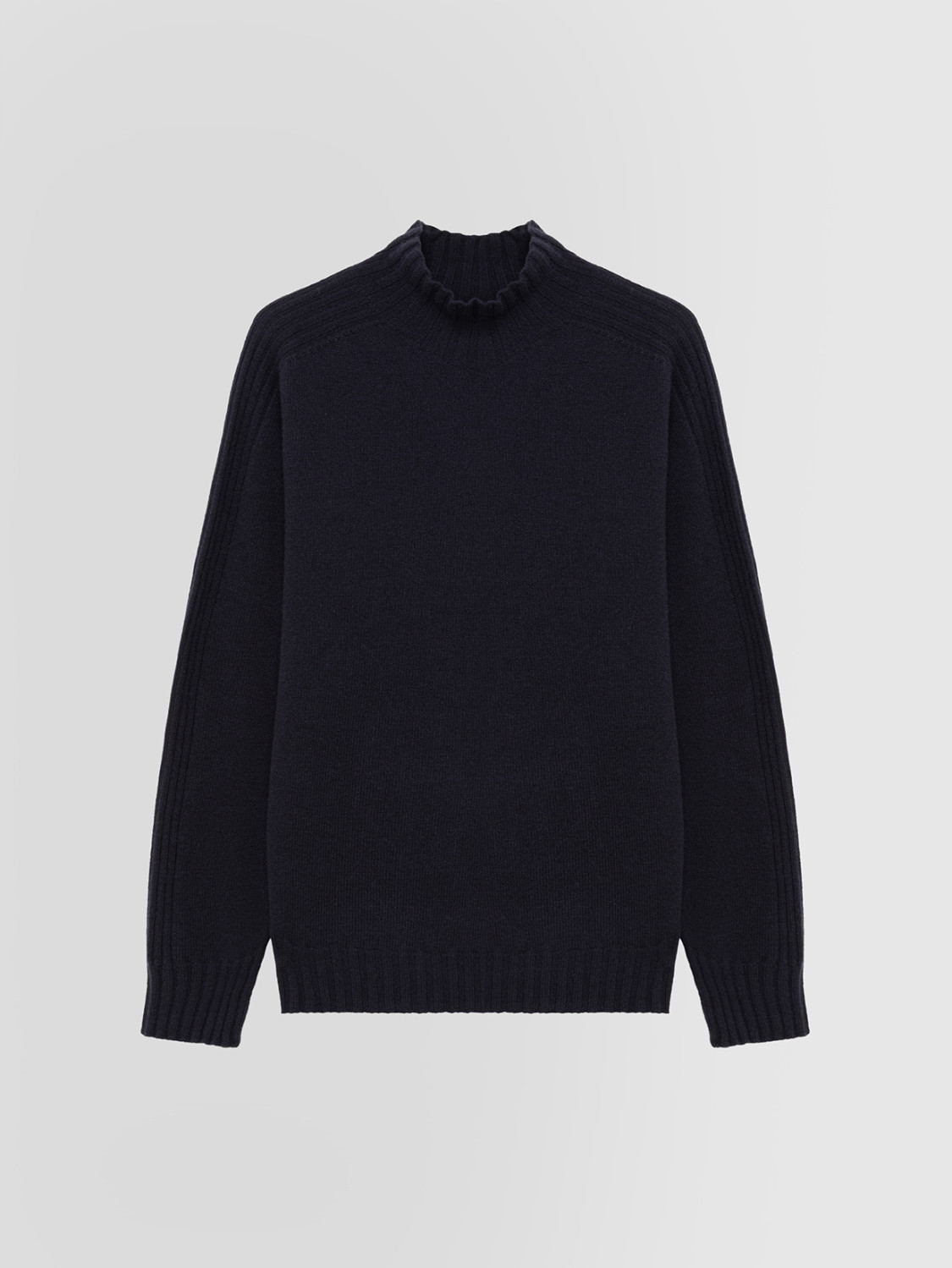 ALPHA STUDIO: FULLY-FASHIONED GRANDAD NECK SWEATER IN WOOL
