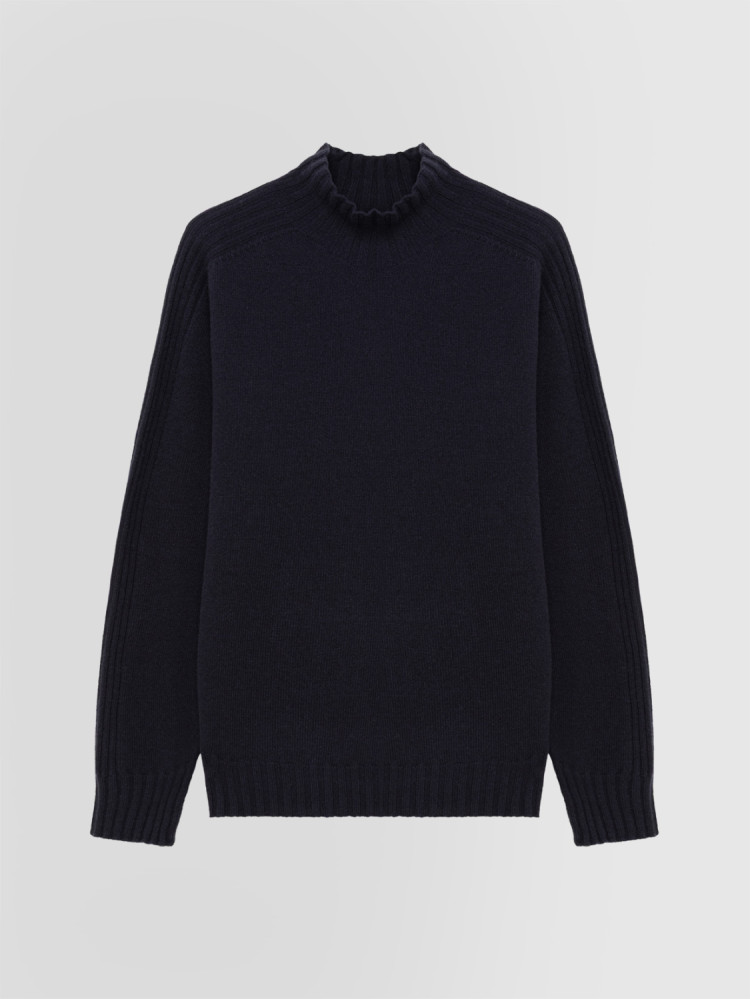FULLY-FASHIONED GRANDAD NECK SWEATER IN WOOL