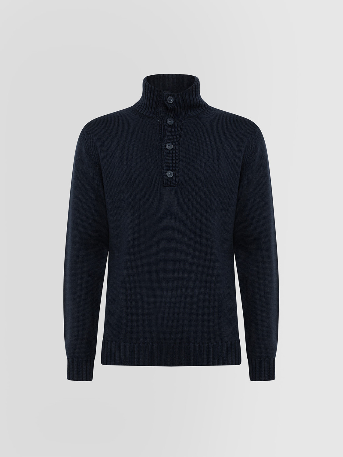 ALPHA STUDIO: URBAN GRANDAD NECK SWEATER IN MERINO WOOL