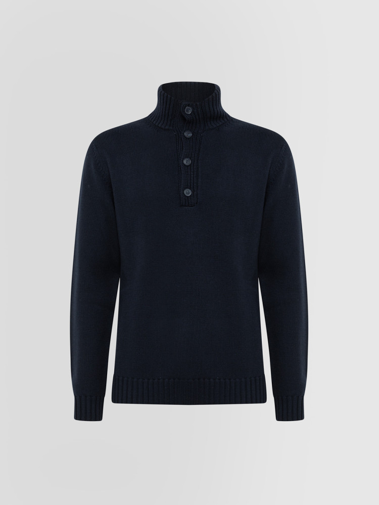 URBAN GRANDAD NECK SWEATER IN MERINO WOOL