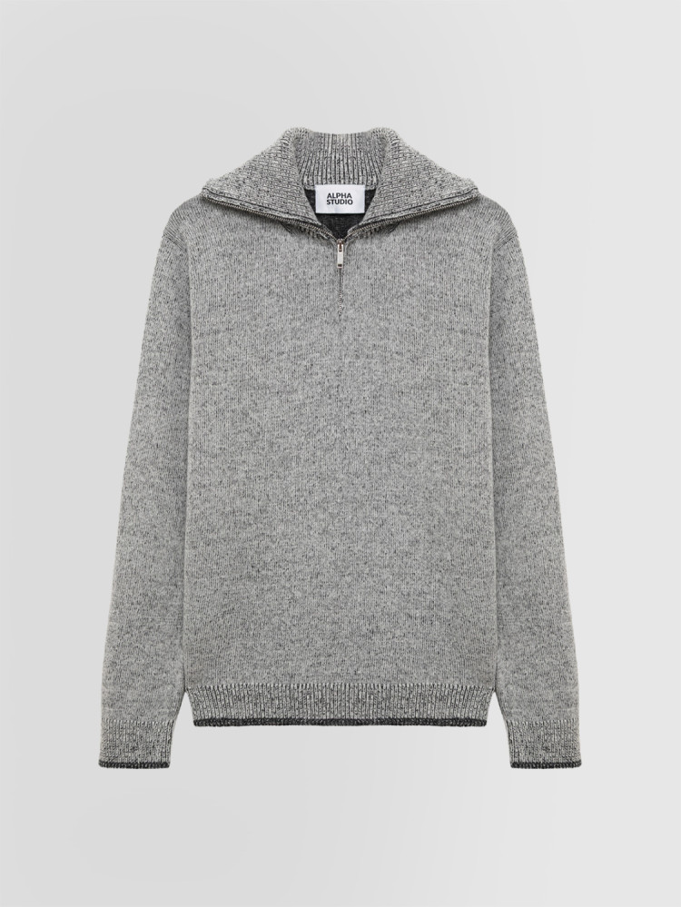 VANISÉ GRANDAD NECK SWEATER WITH ZIP