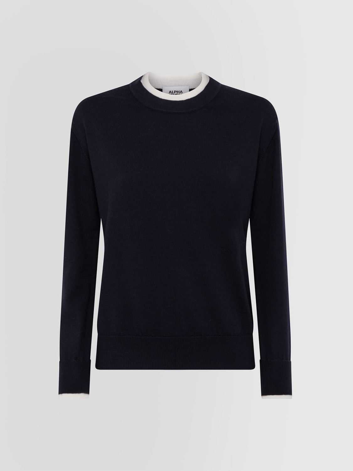 ALPHA STUDIO: CASUAL MOOD LONG SLEEVE CREW NECK SWEATER