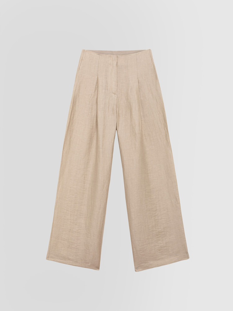 LINEN PLEATED TROUSERS