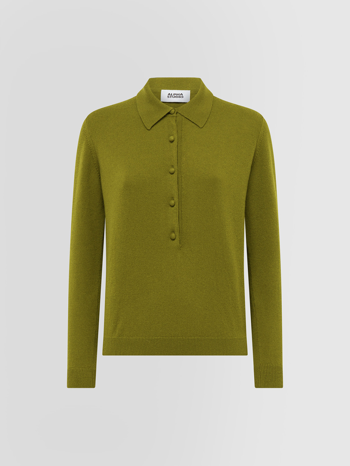 ALPHA STUDIO: LONG SLEEVE RETRO POLO SHIRT