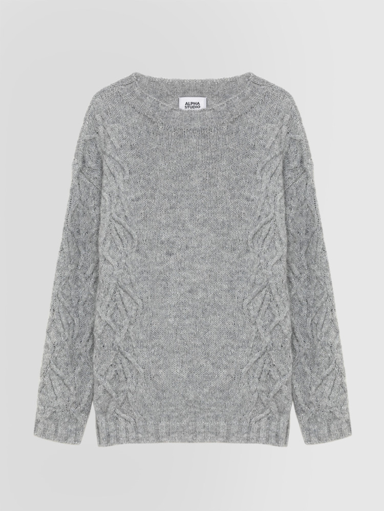 METALLIC BOAT NECK SWEATER IN ALPACA