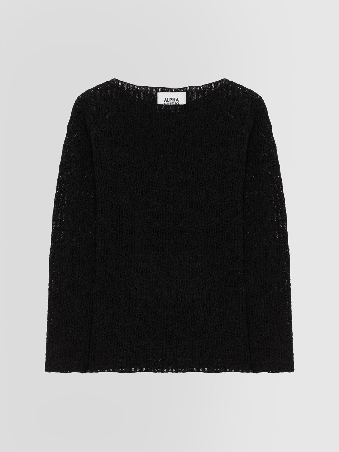 ALPHA STUDIO: TEXTURED-STITCH BOAT NECK SWEATER IN MERINO WOOL