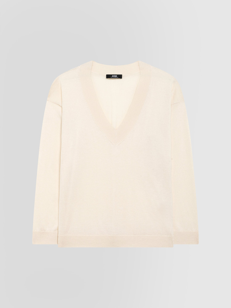 V-NECK SILK AND CASHMERE