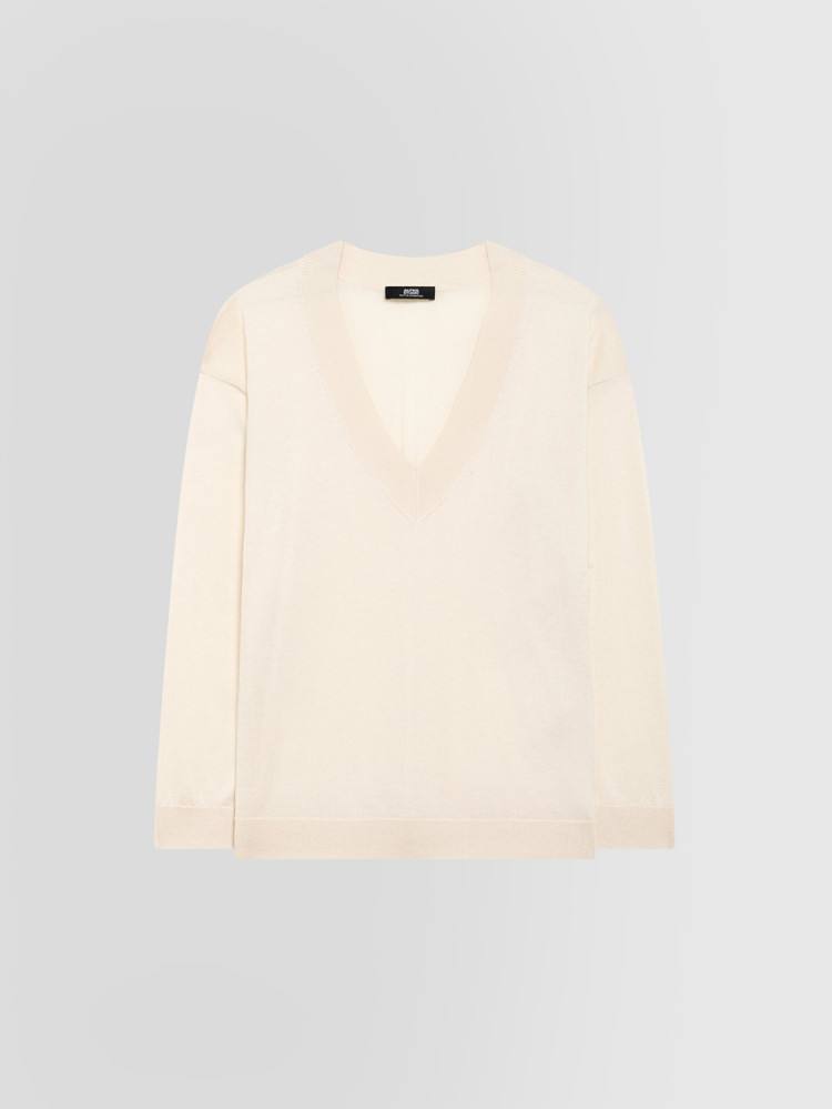 V-NECK SILK AND CASHMERE