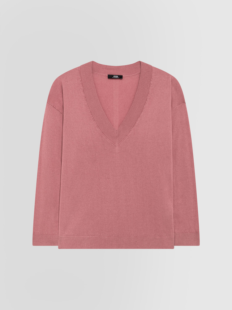 V-NECK SILK AND CASHMERE