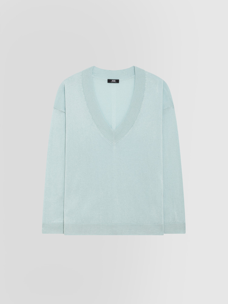 V-NECK SILK AND CASHMERE