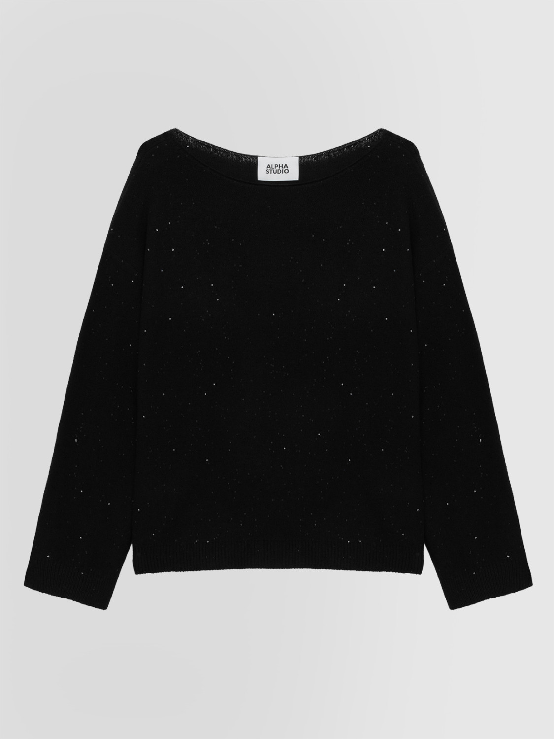 ALPHA STUDIO: JERSEY BOXY DE CUELLO BARCO CON LENTEJUELAS