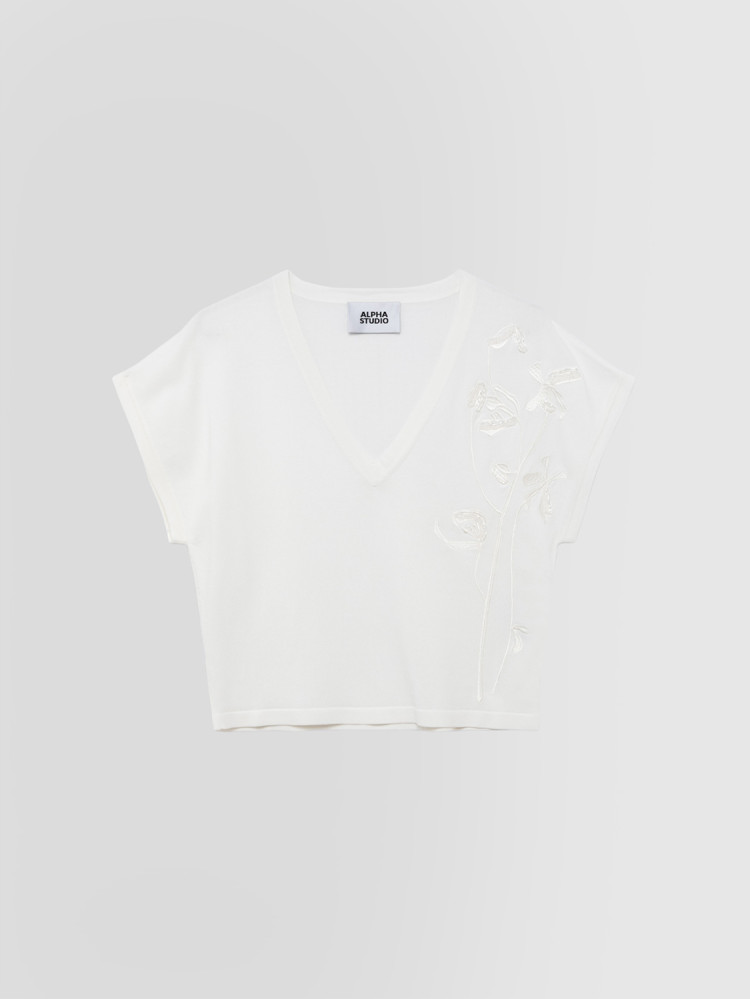 SCOLLO V FLOWER EMBROIDERY
