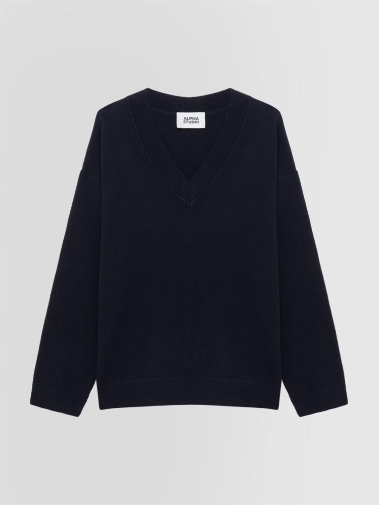 JERSEY DE CUELLO PICO EN LANA GEELONG
