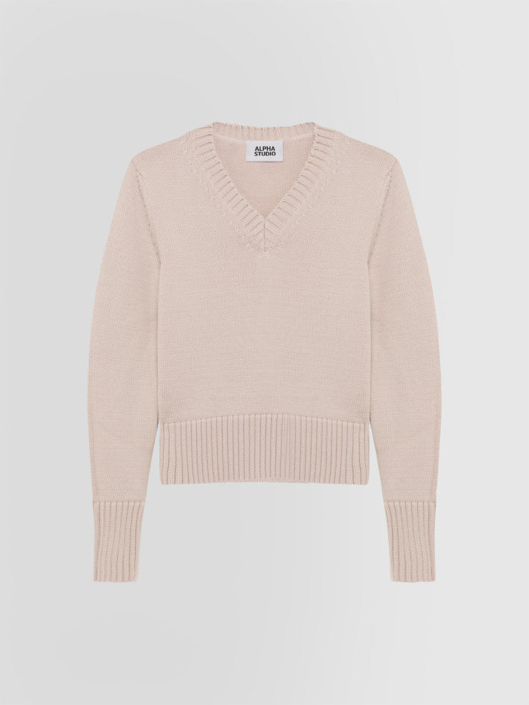 V-NECK SWEATER IN MERINO WOOL