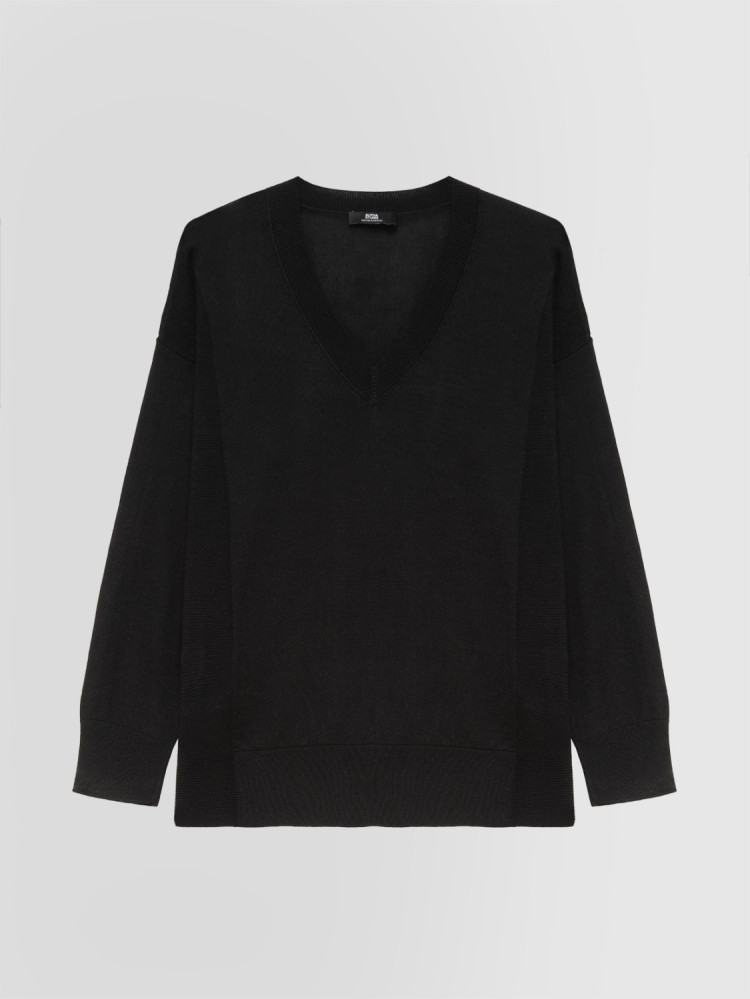 JERSEY DE CUELLO PICO EN SEDA Y CACHEMIRA