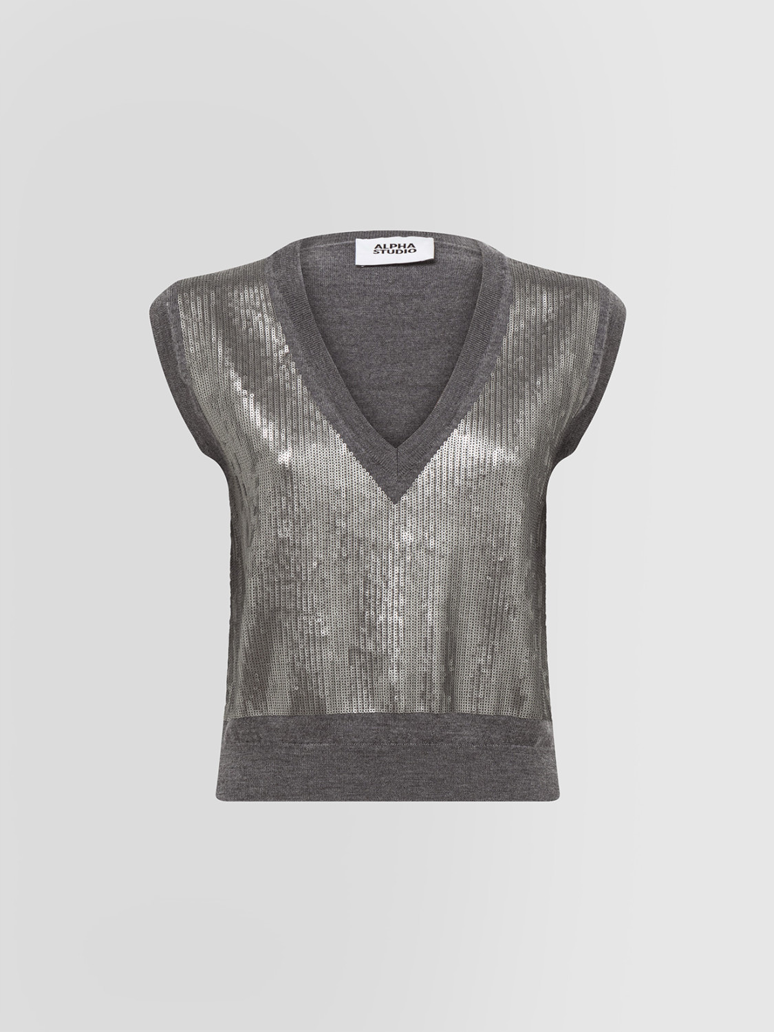 ALPHA STUDIO: NEW SEQUINS SLEEVELESS V-NECK SWEATER