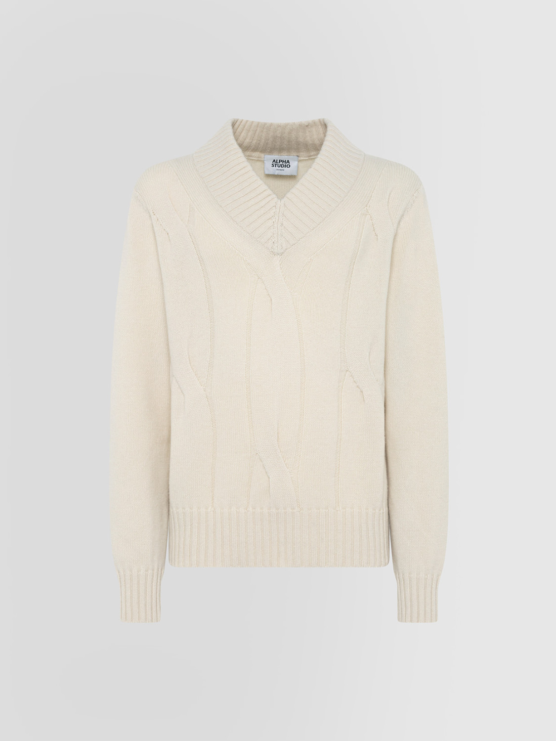 ALPHA STUDIO: ENCOLURE EN V TRESSE EN CACHEMIRE 4 FILS