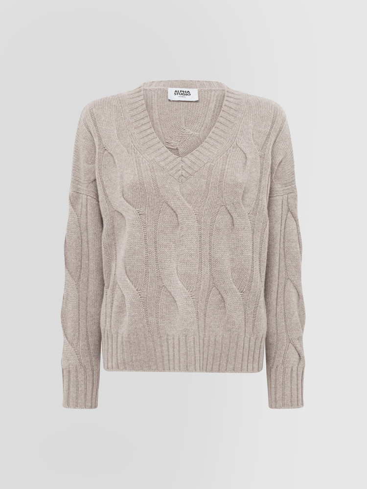 WEAVING BOXY V-NECK SWEATER