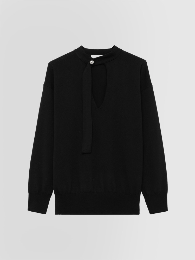 JERSEY SERAFINO CON CUELLO BUFANDA EN LANA MERINO