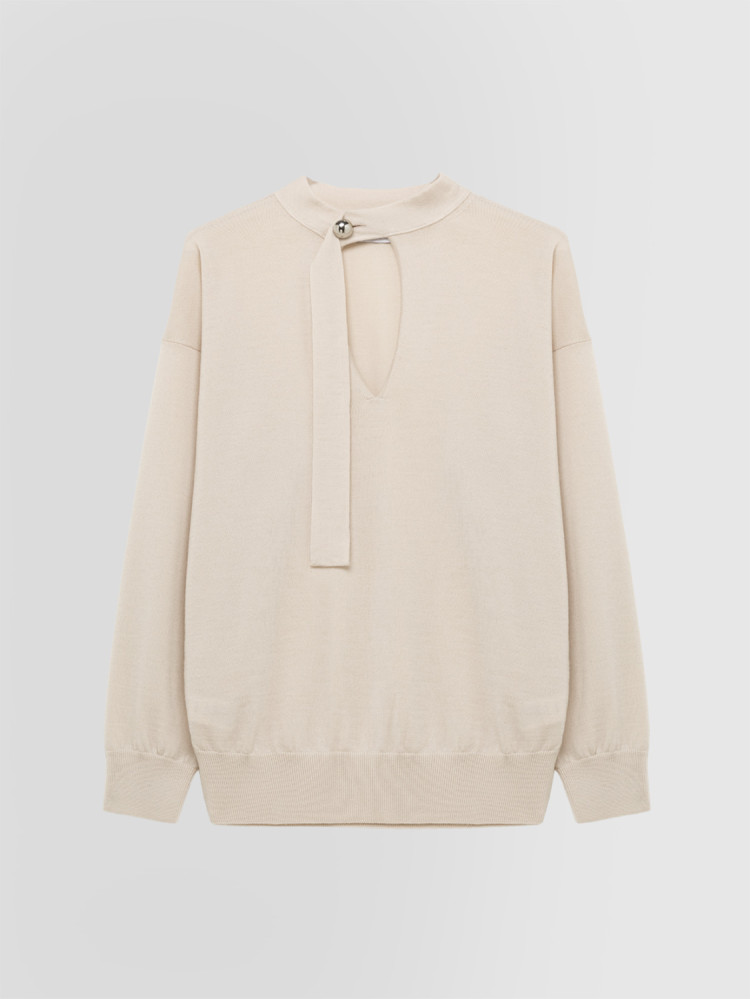 JERSEY SERAFINO CON CUELLO BUFANDA EN LANA MERINO