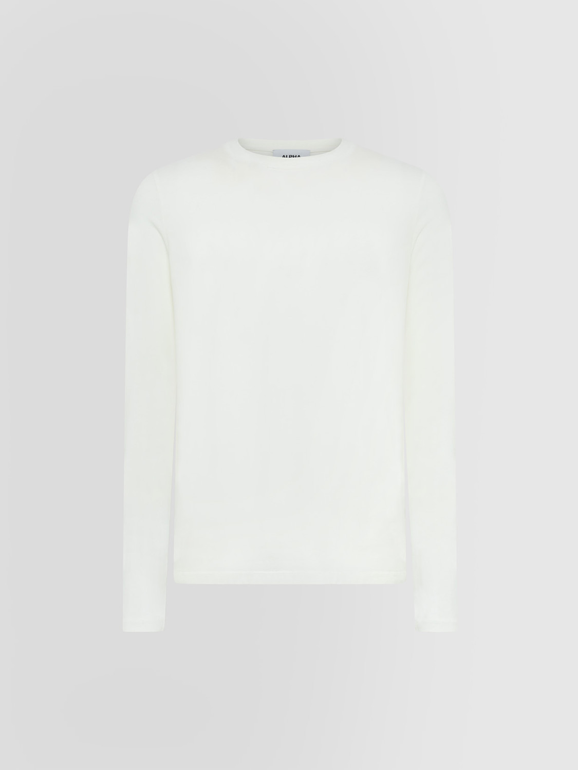 ALPHA STUDIO: LONG SLEEVE CREW NECK T-SHIRT SWEATER IN ICE COTTON