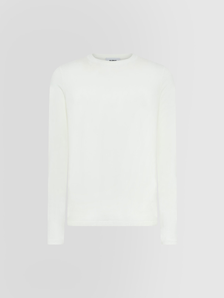 LONG SLEEVE CREW NECK T-SHIRT SWEATER IN ICE COTTON