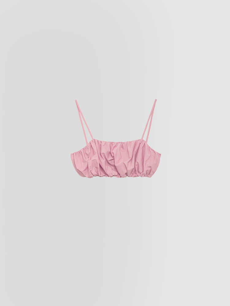 RUFFLED TOP IN CRINKLED POPLIN