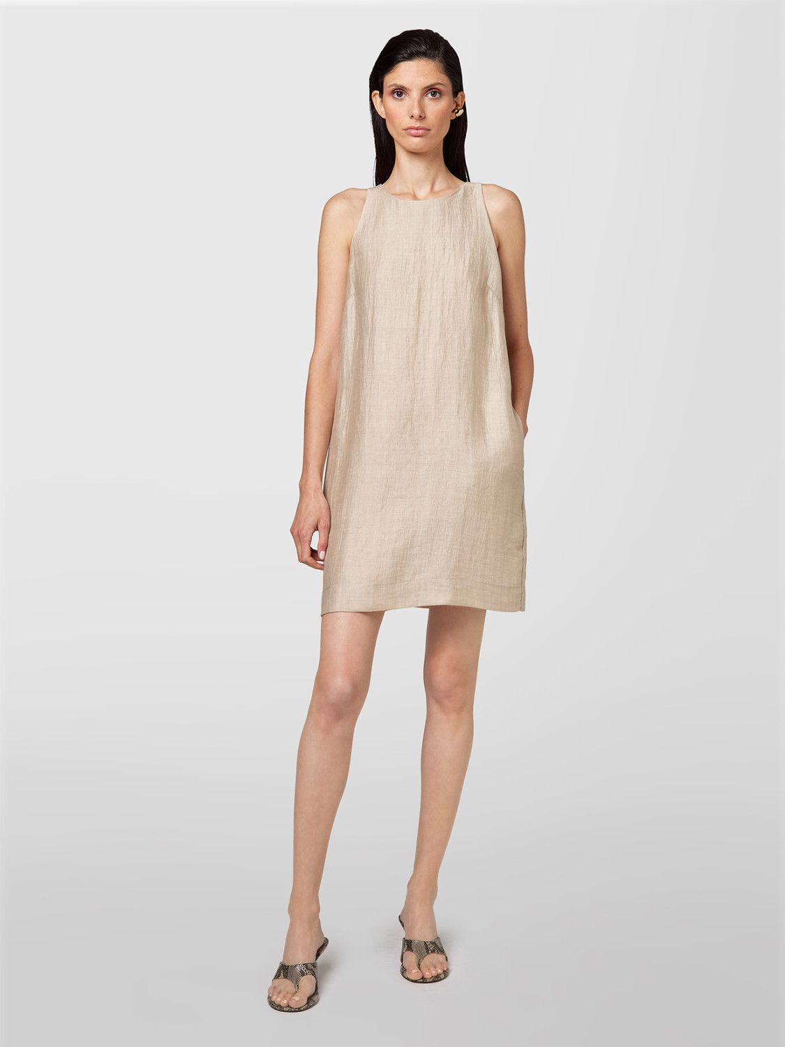 ALPHA STUDIO: SHORT LINEN DRESS