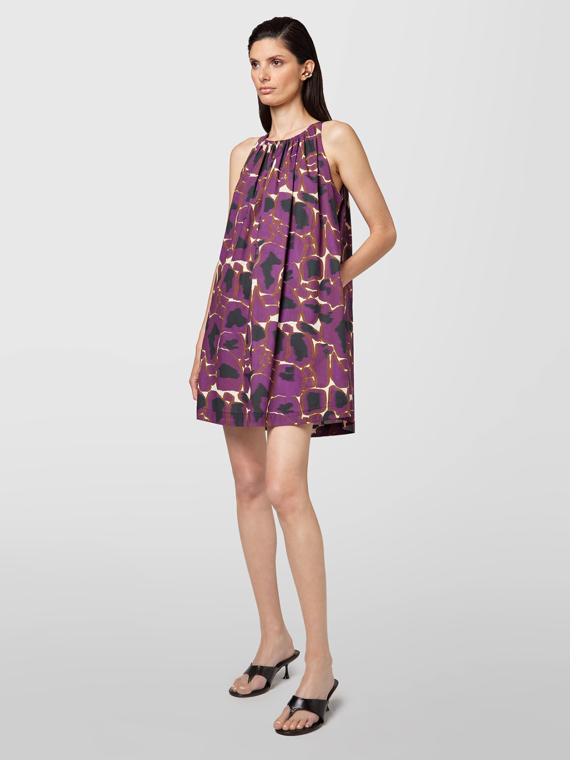 ALPHA STUDIO: VESTIDO CORTO ESTAMPADO ÉTNICO