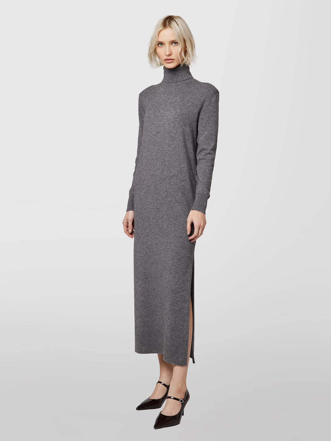 ALPHA STUDIO: VESTIDO DE CUELLO ALTO CON HOMBRERAS