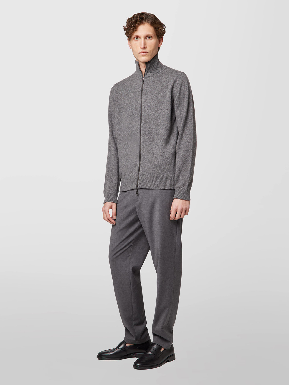 ALPHA STUDIO: BASIC BLOUSON IN CASHMERE WITH ZIP