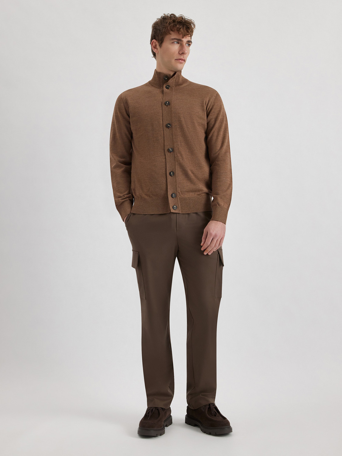 ALPHA STUDIO: BLOUSON CON BOTONES Y CODERAS EN LANA MERINO