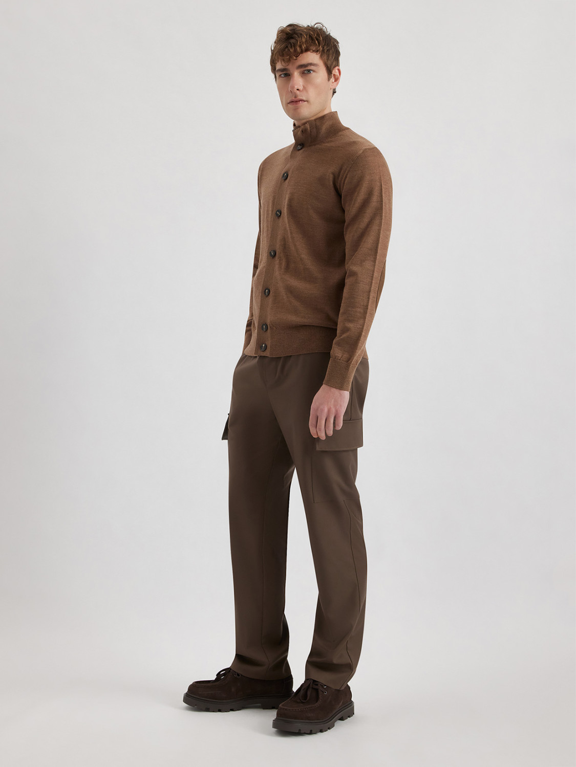 ALPHA STUDIO: BLOUSON CON BOTONES Y CODERAS EN LANA MERINO