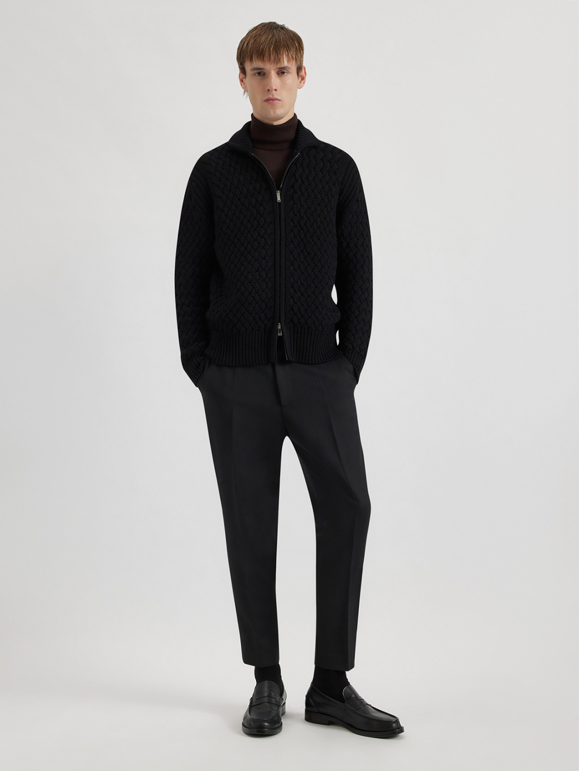 ALPHA STUDIO: BLOUSON PUNTO INTRECCIATO IN MERINOS