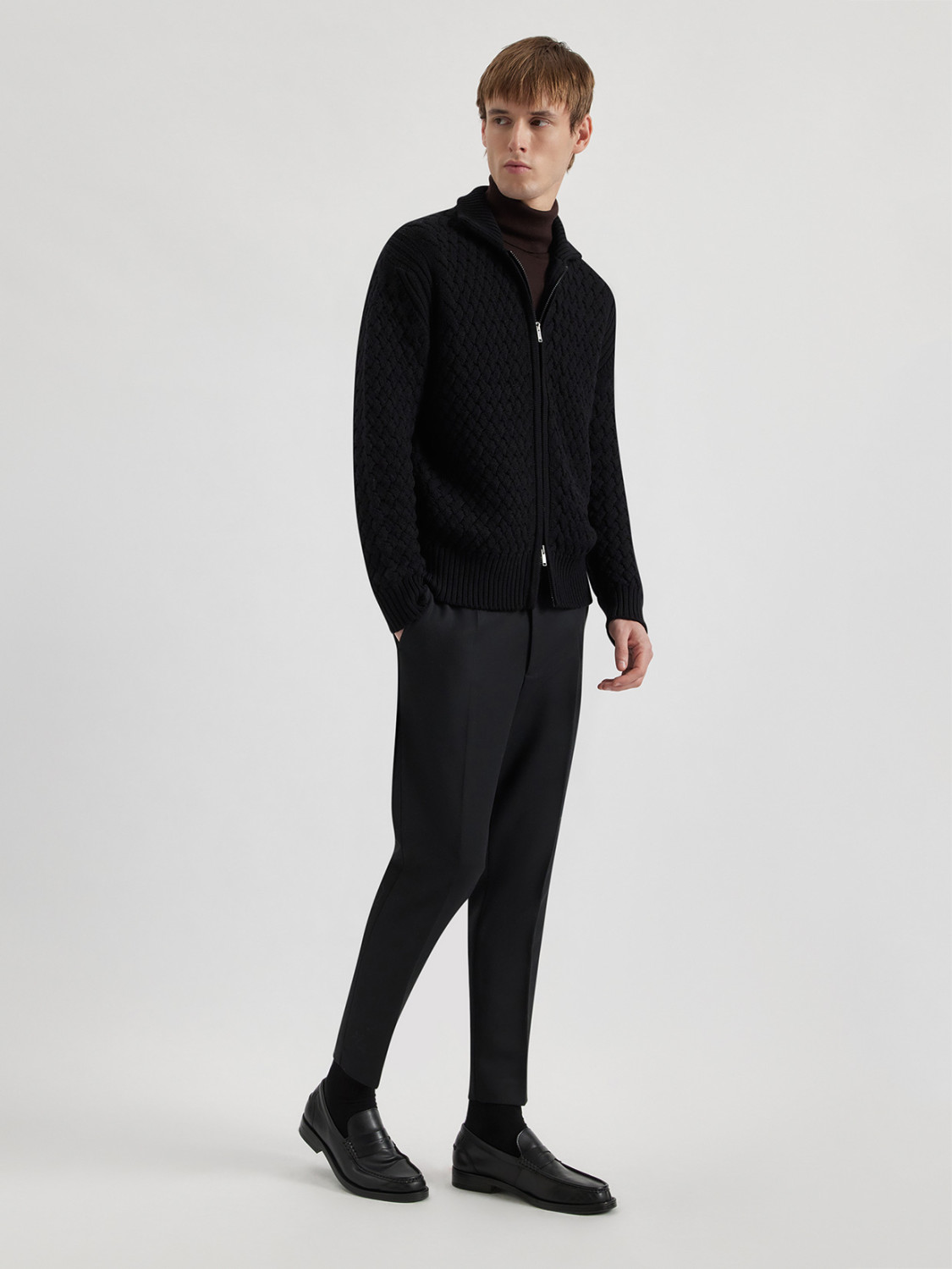 ALPHA STUDIO: BLOUSON PUNTO INTRECCIATO IN MERINOS