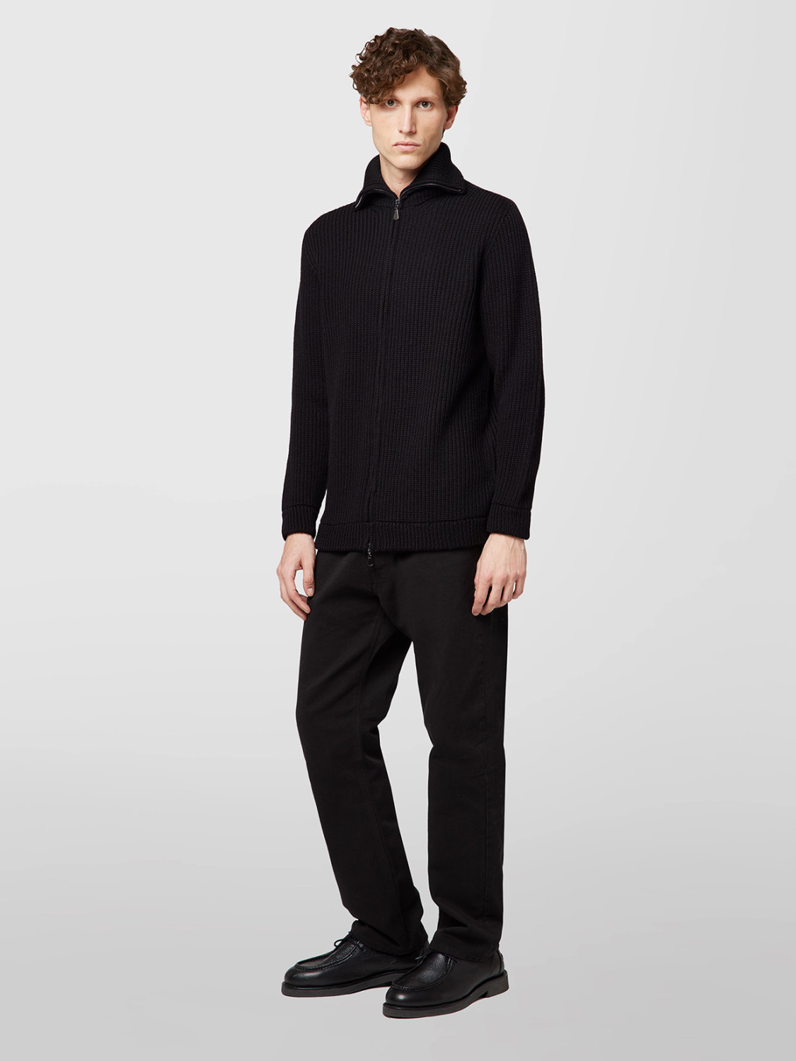 ALPHA STUDIO: BLOUSON ZIP IN STOCKINETTE STITCH MERINO WOOL