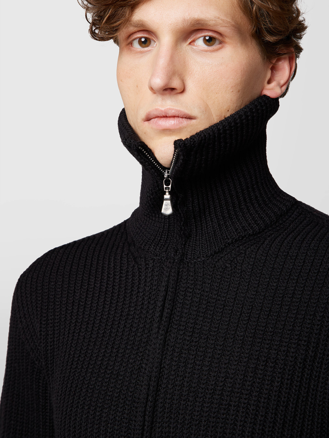 ALPHA STUDIO: BLOUSON ZIP IN STOCKINETTE STITCH MERINO WOOL