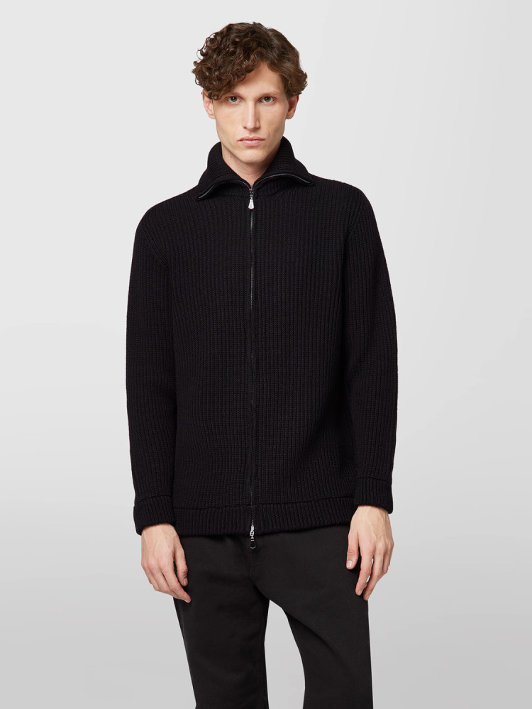 BLOUSON ZIP IN STOCKINETTE STITCH MERINO WOOL