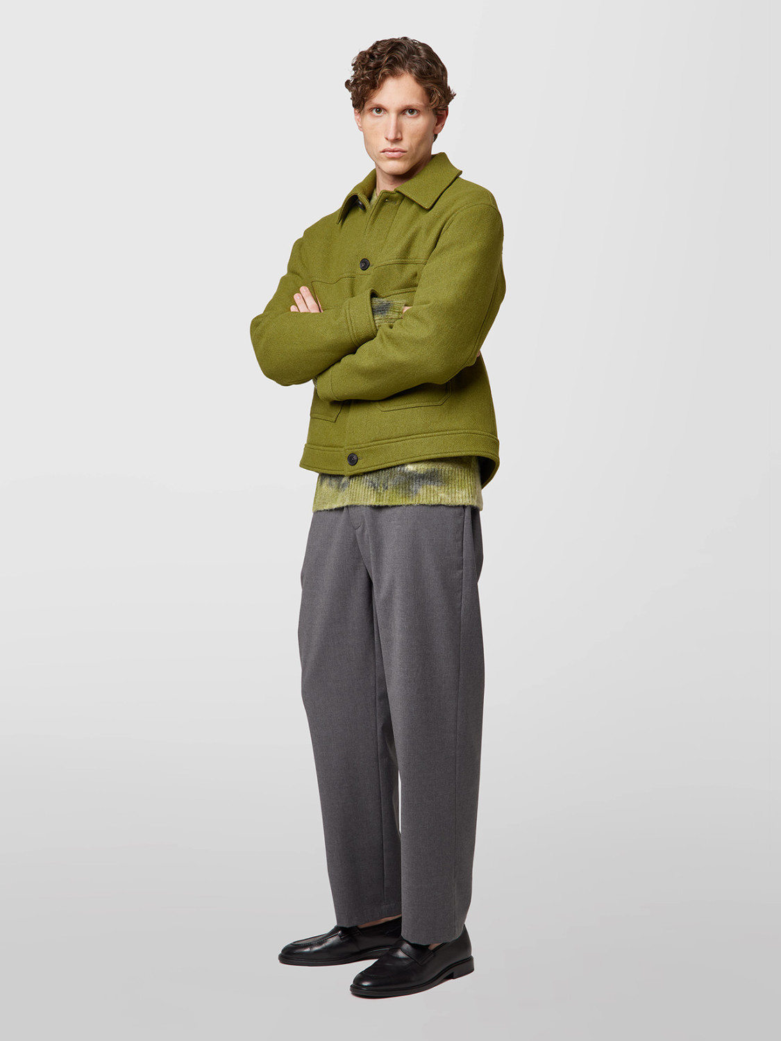 ALPHA STUDIO: BOMBER JACKET IN WOOL FELT