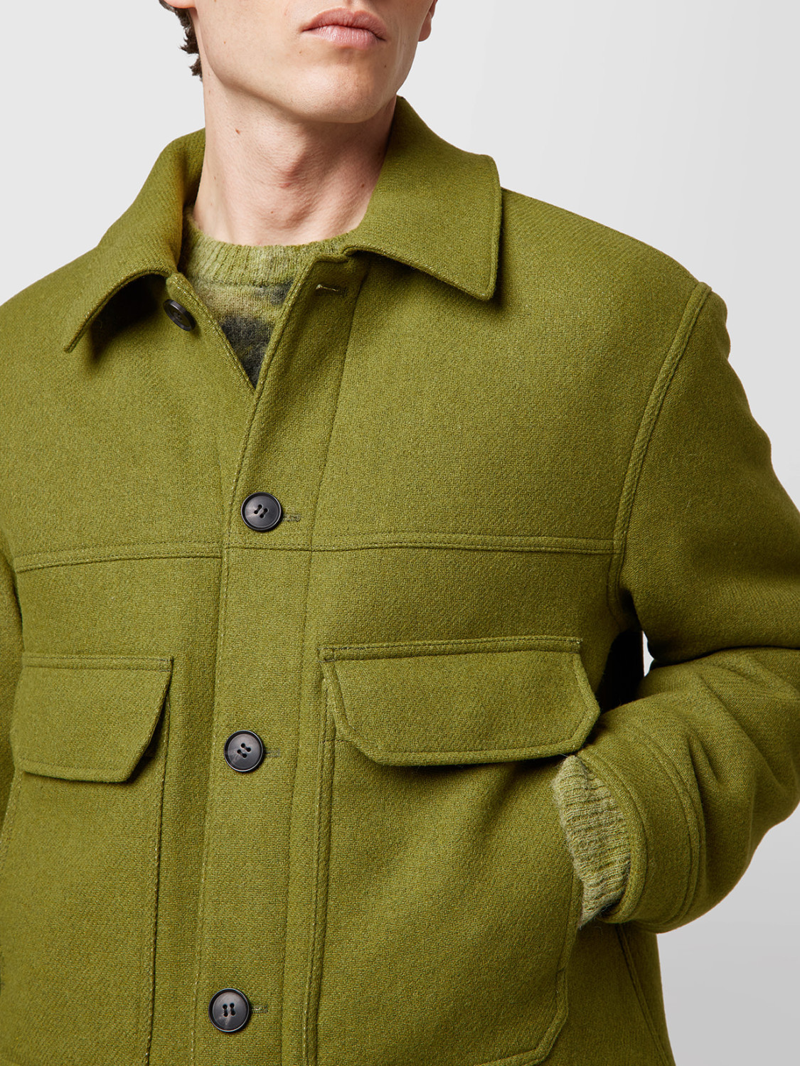 ALPHA STUDIO: BOMBER JACKET IN WOOL FELT