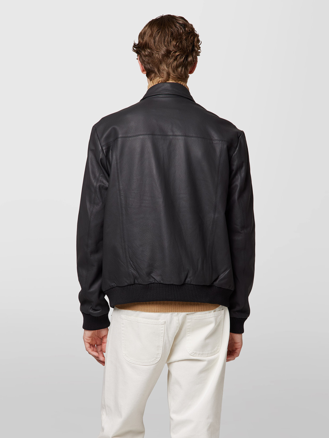 ALPHA STUDIO: REVER BOMBER JACKET IN NAPA LEATHER