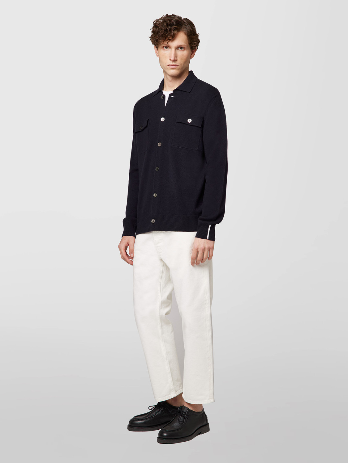 ALPHA STUDIO: BASIC SHIRT IN GEELONG WOOL