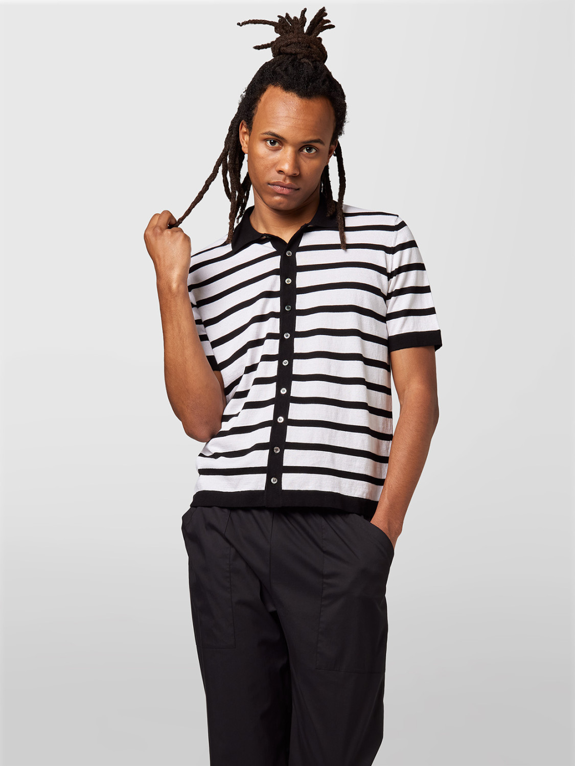 ALPHA STUDIO: STRIPED MIX SHIRT