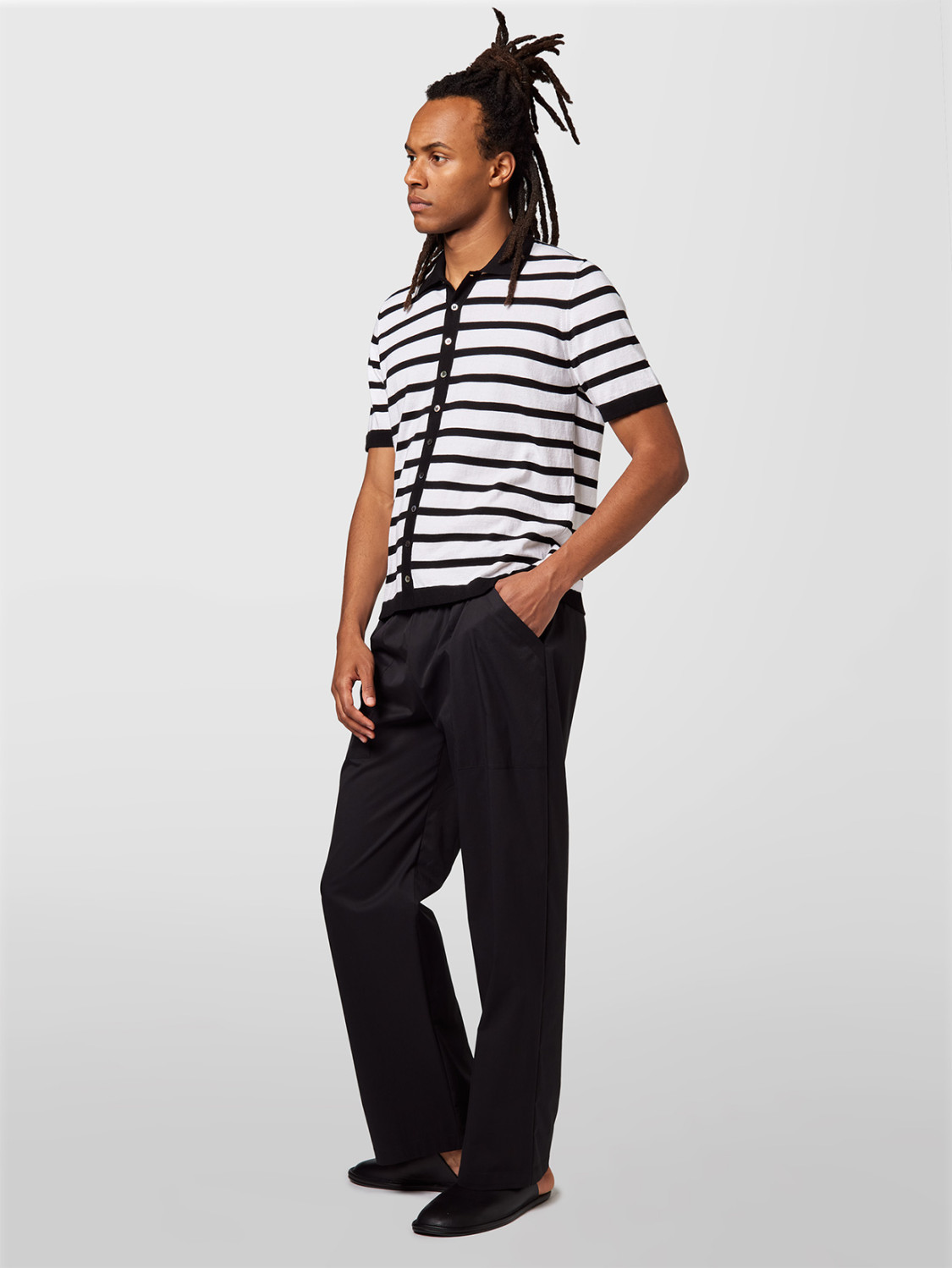 ALPHA STUDIO: STRIPED MIX SHIRT
