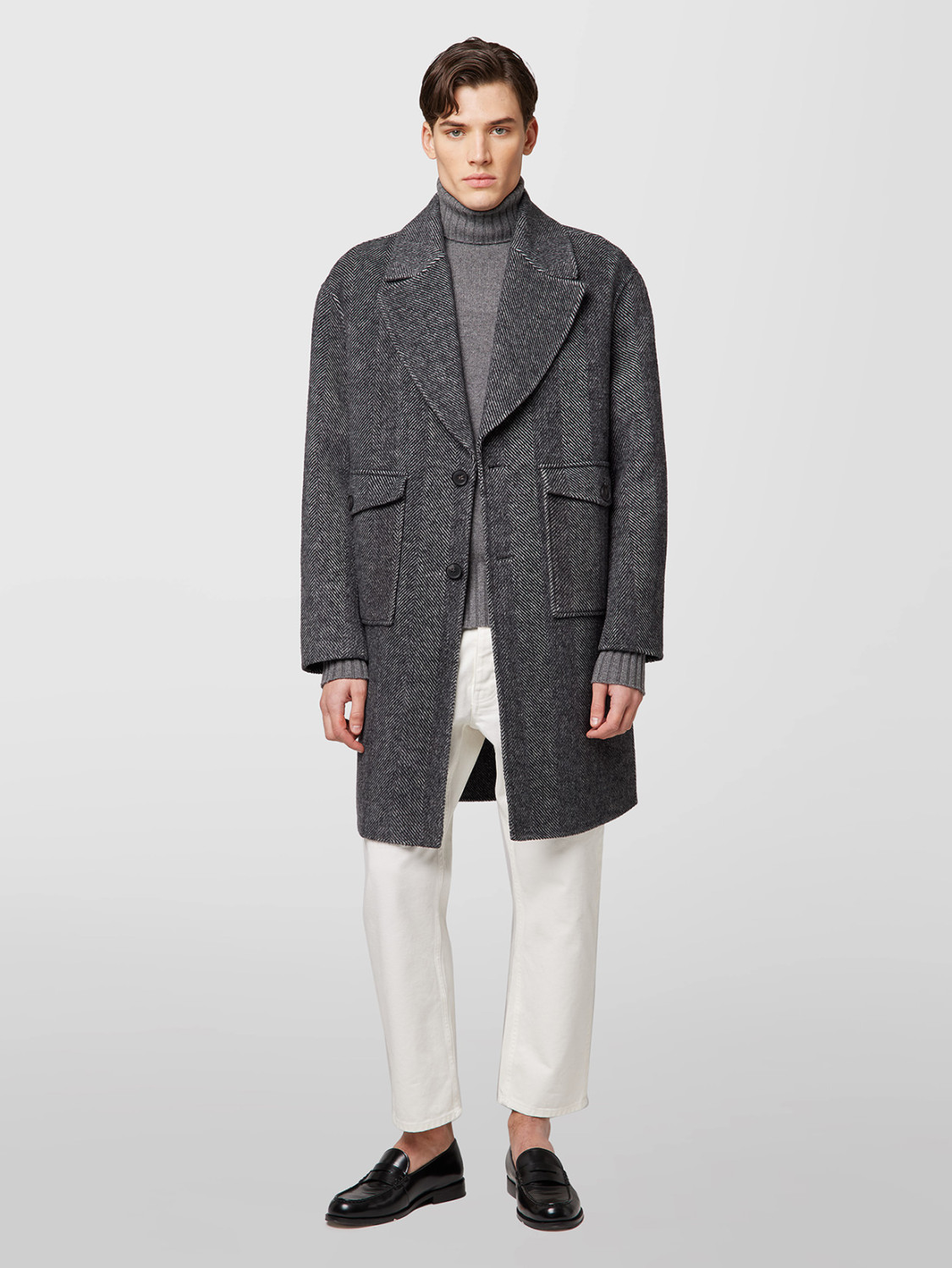 ALPHA STUDIO: COAT DOUBLE CHEVRON