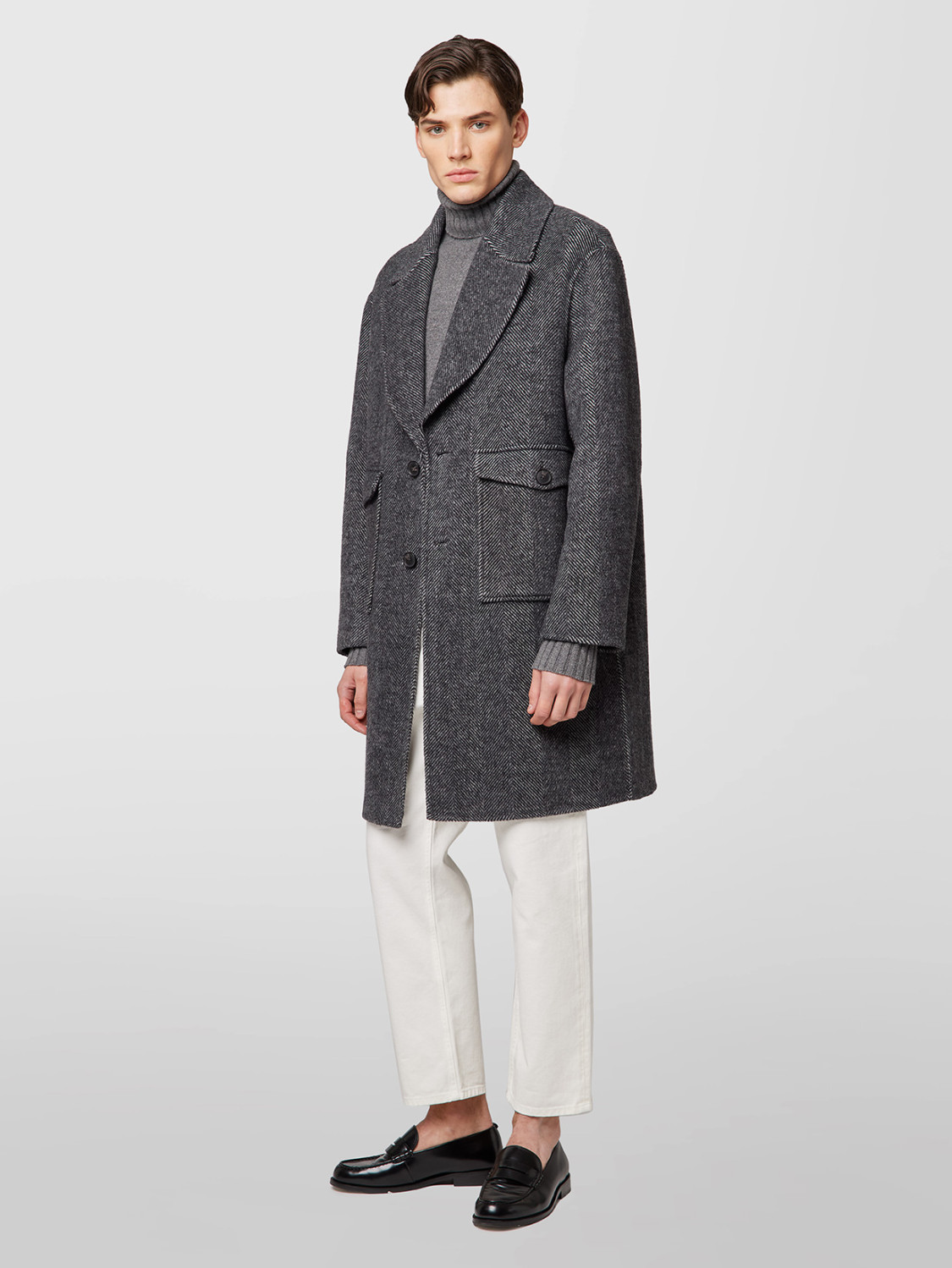 ALPHA STUDIO: COAT DOUBLE CHEVRON