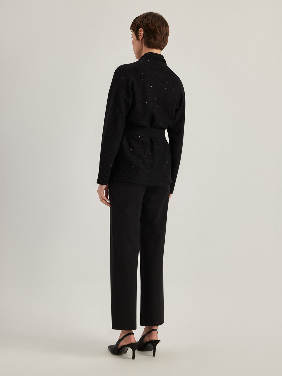 ALPHA STUDIO: BELTED CARDIGAN WITH SEQUINS